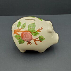 Franciscan Apple Piggy Bank Cream Colored Piggy Bank with Apples and Leaves